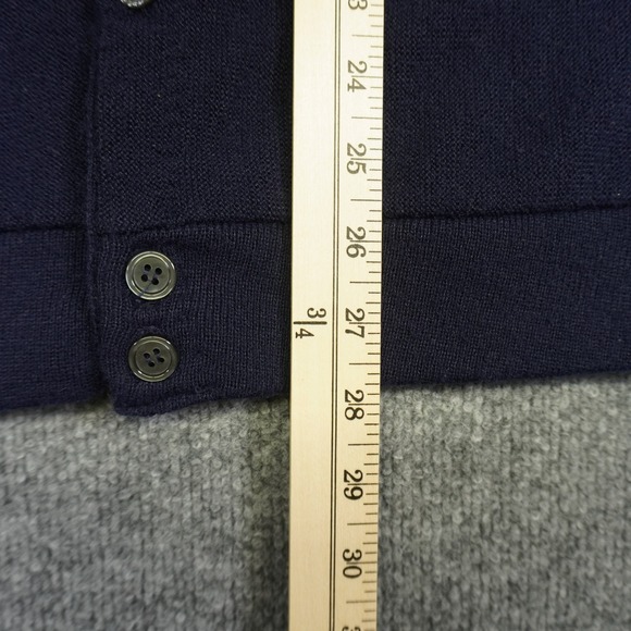 Vintage Izod Lacoste Cardigan Mens Medium Navy Blue Sweater Acrylic Preppy Croc - Picture 6 of 9